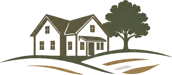 Farmhouse Living crest — a farmhouse and tree
