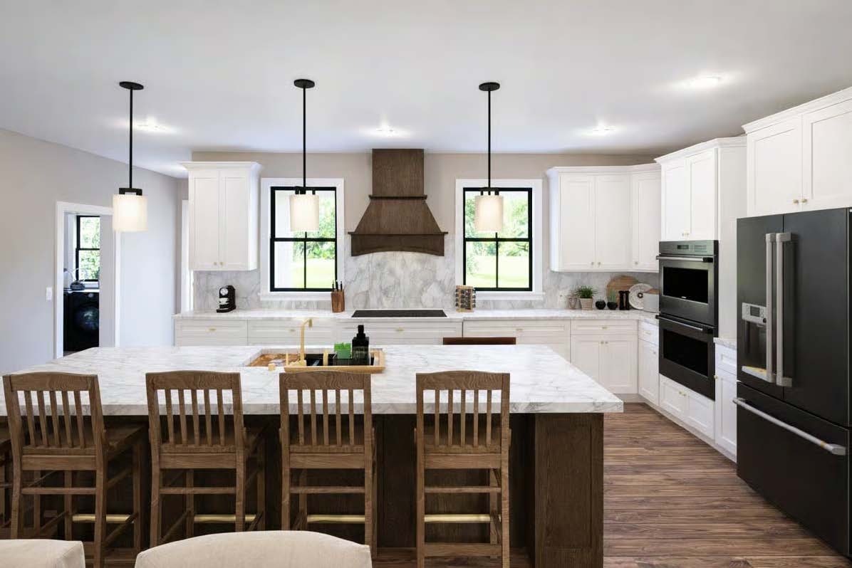 The Cypress — kitchen island seating and built-in ovens