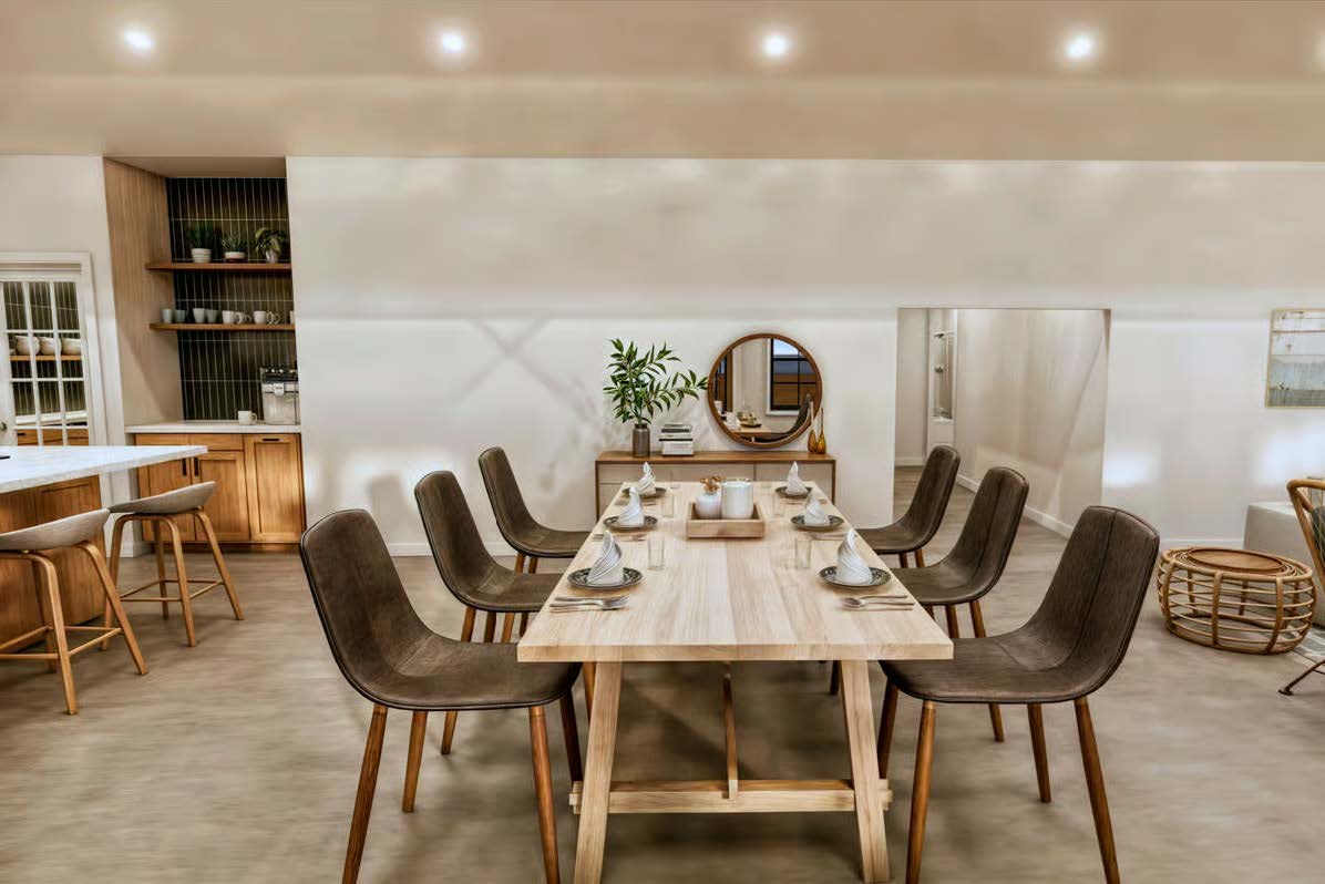 The Stallion — dining area with wet bar and mirror