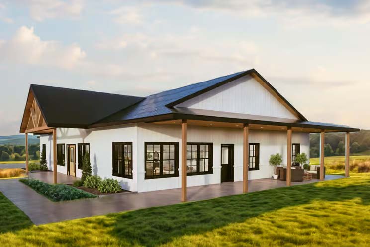 The Stallion — rear elevation with covered wraparound porch