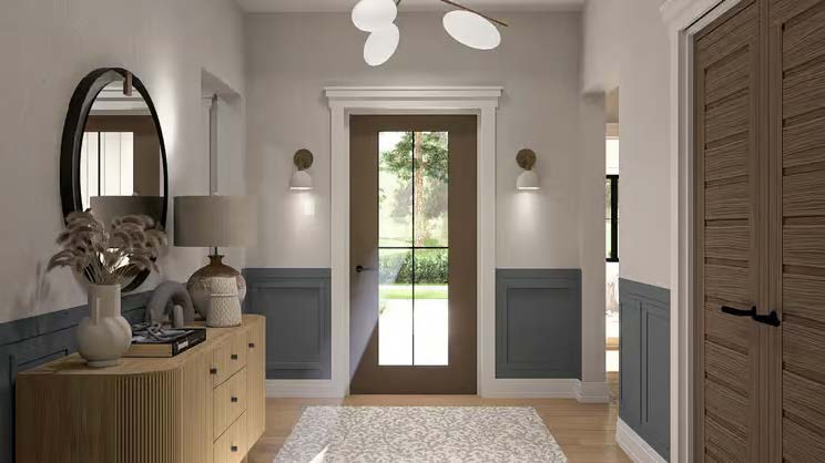 The Belmont — entryway with mirror and console