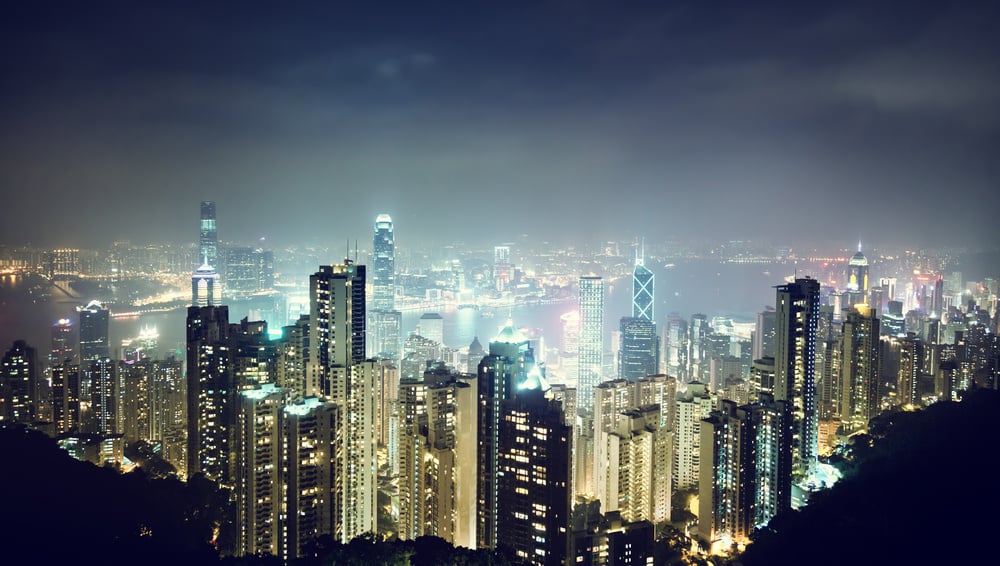 International skyline viewed from above